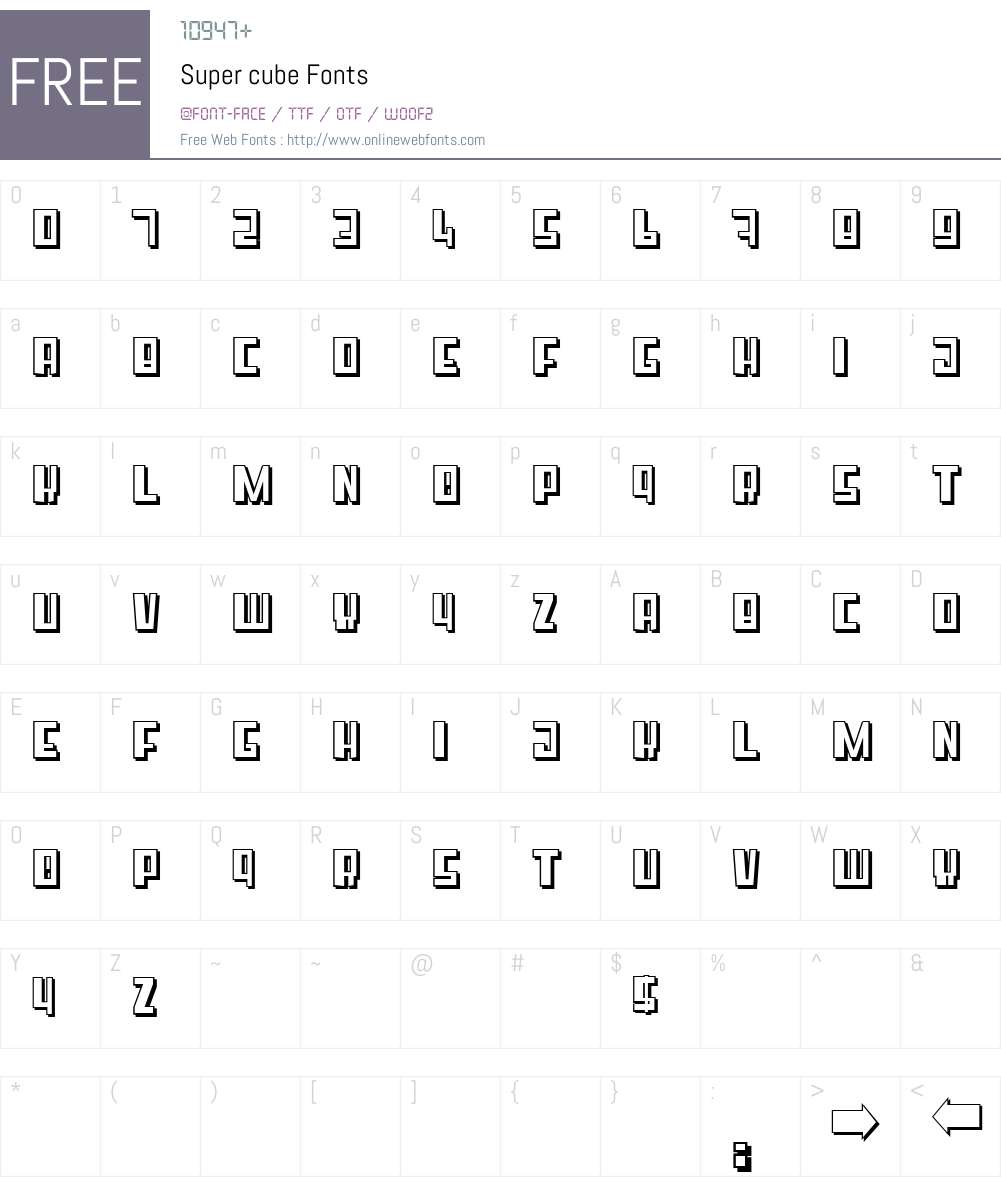 Super cube Font Screenshots