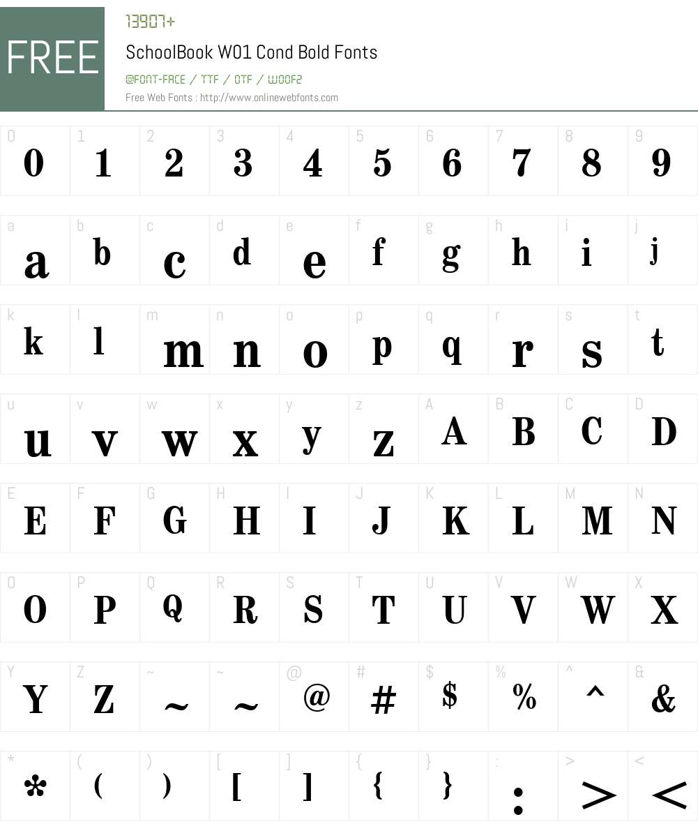 SchoolBookW01-CondBold Font Screenshots