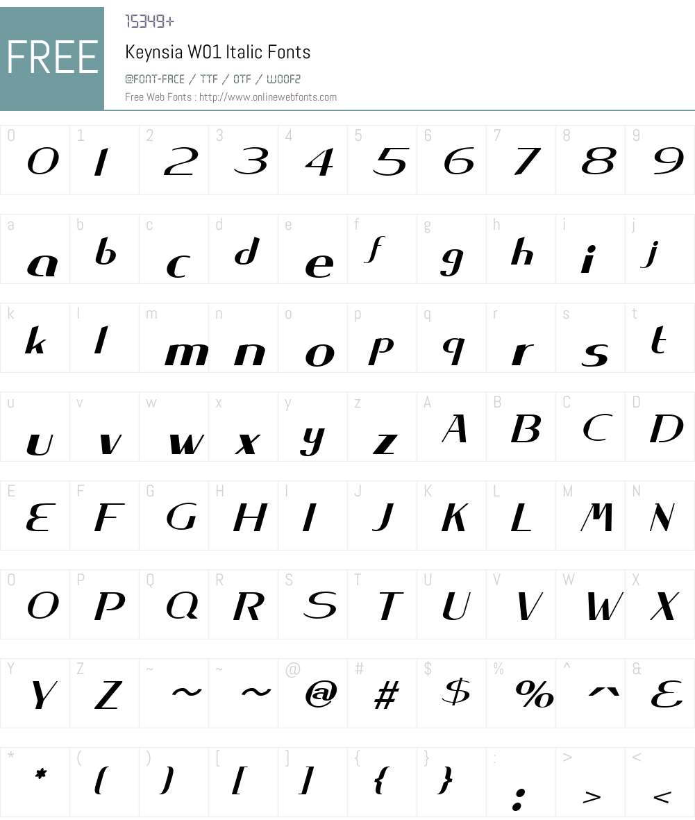 KeynsiaW01-Italic Font Screenshots