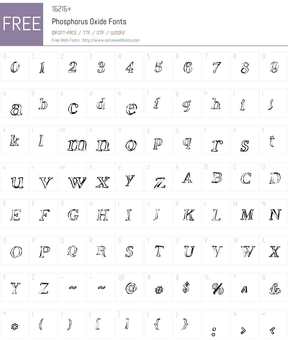 Phosphorus Oxide Font Screenshots