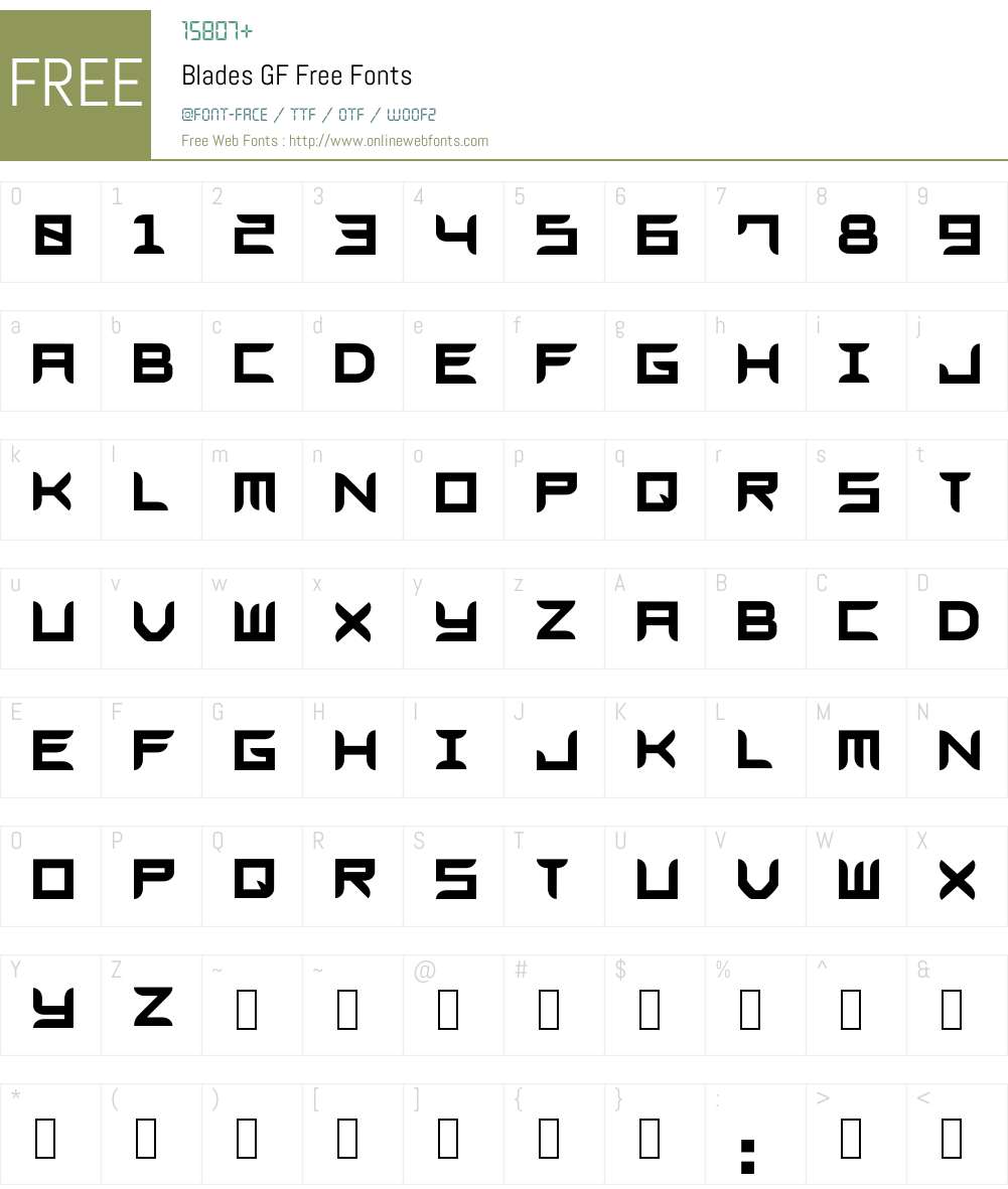 Blades GF Free Font Screenshots