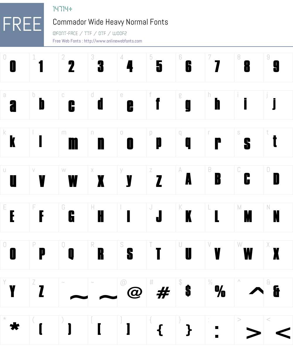 Commador Wide Heavy Font Screenshots