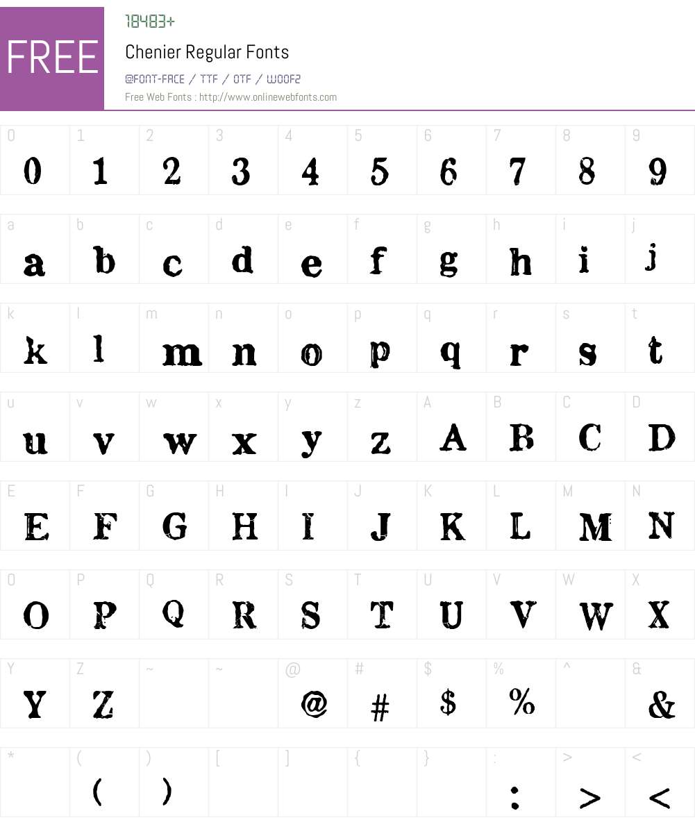 Chenier Font Screenshots