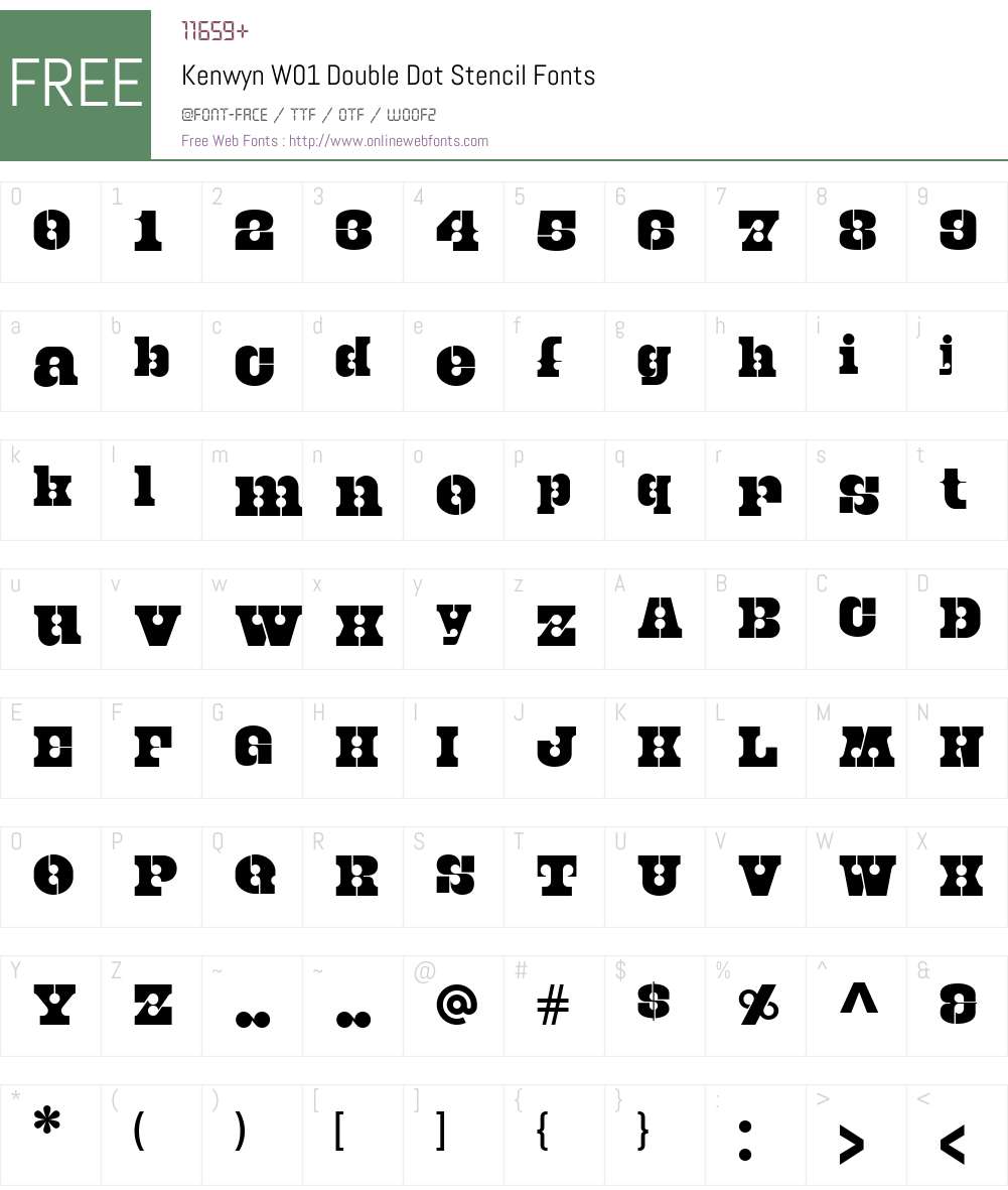 KenwynW01-DoubleDotStencil Font Screenshots