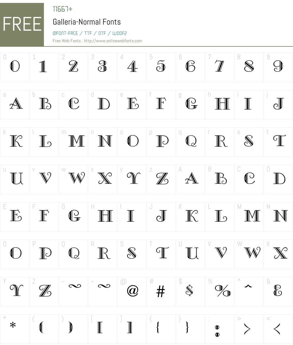 Galleria-Normal Font Screenshots