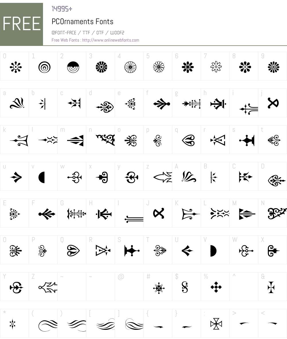PCOrnaments Font Screenshots