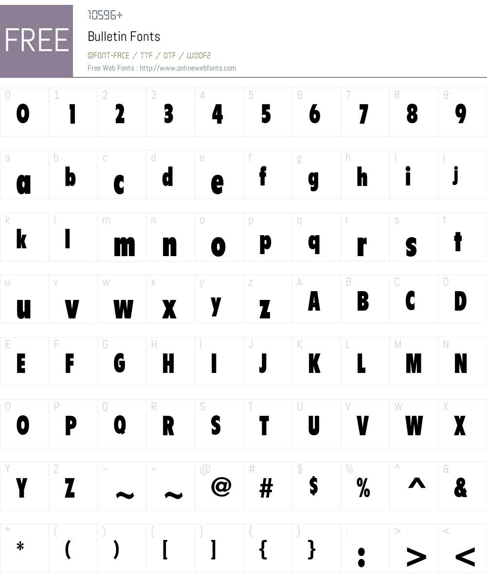 Bulletin Font Screenshots