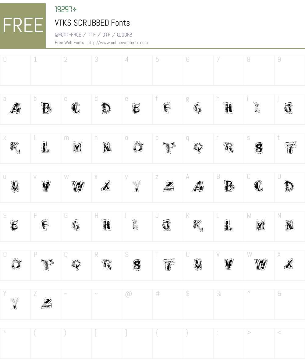 VTKS SCRUBBED Font Screenshots