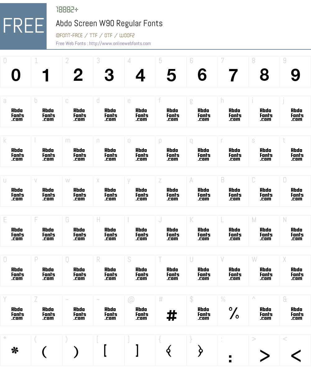 Abdo Screen Font Screenshots