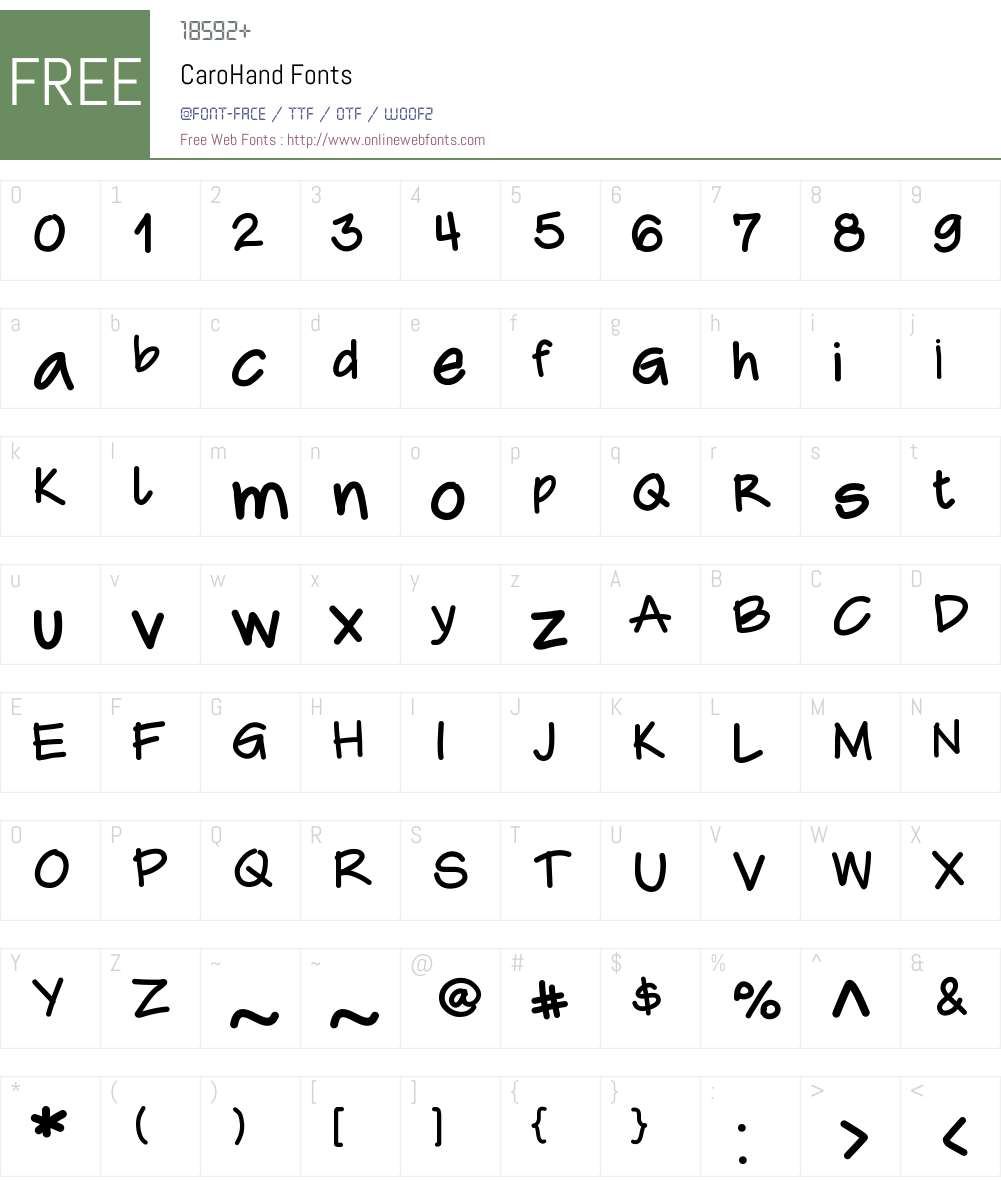 CaroHand Font Screenshots