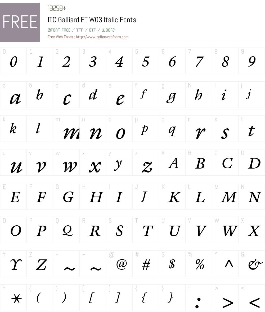 ITC Galliard eText Font Screenshots