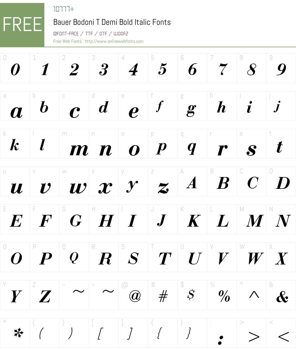 Bauer Bodoni T Font Screenshots