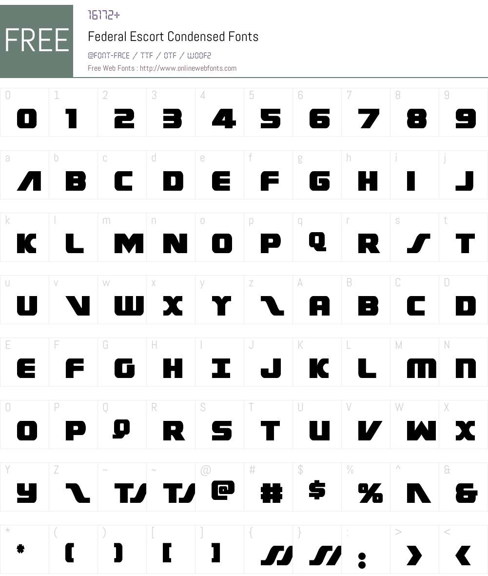Federal Escort Condensed Font Screenshots