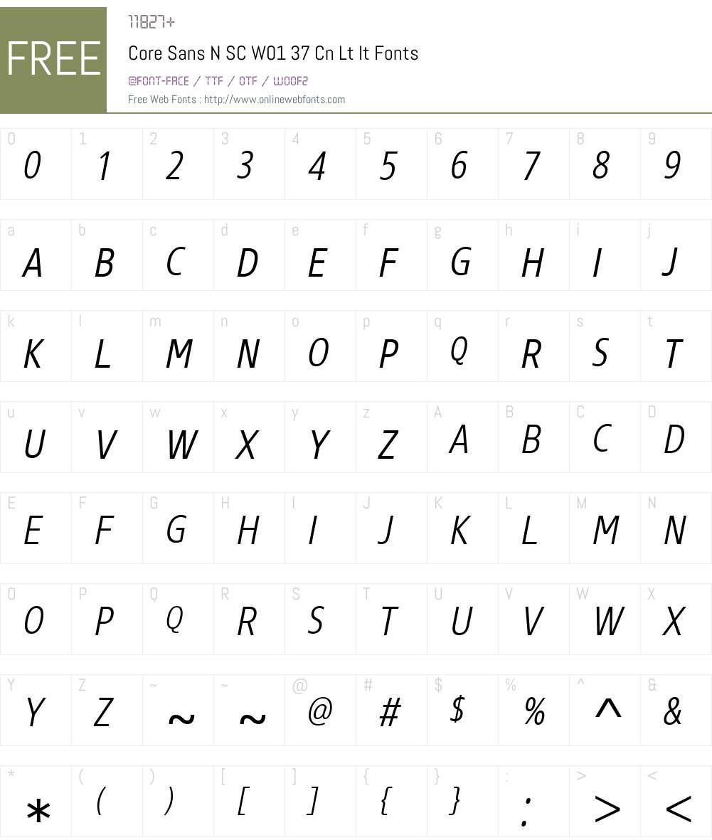CoreSansNSCW01-37CnLtIt Font Screenshots