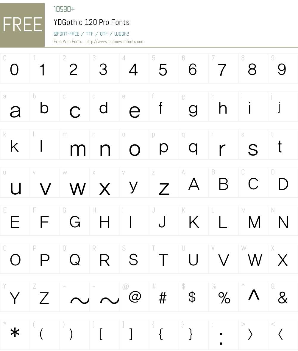 YD Gothic 100 Font Screenshots