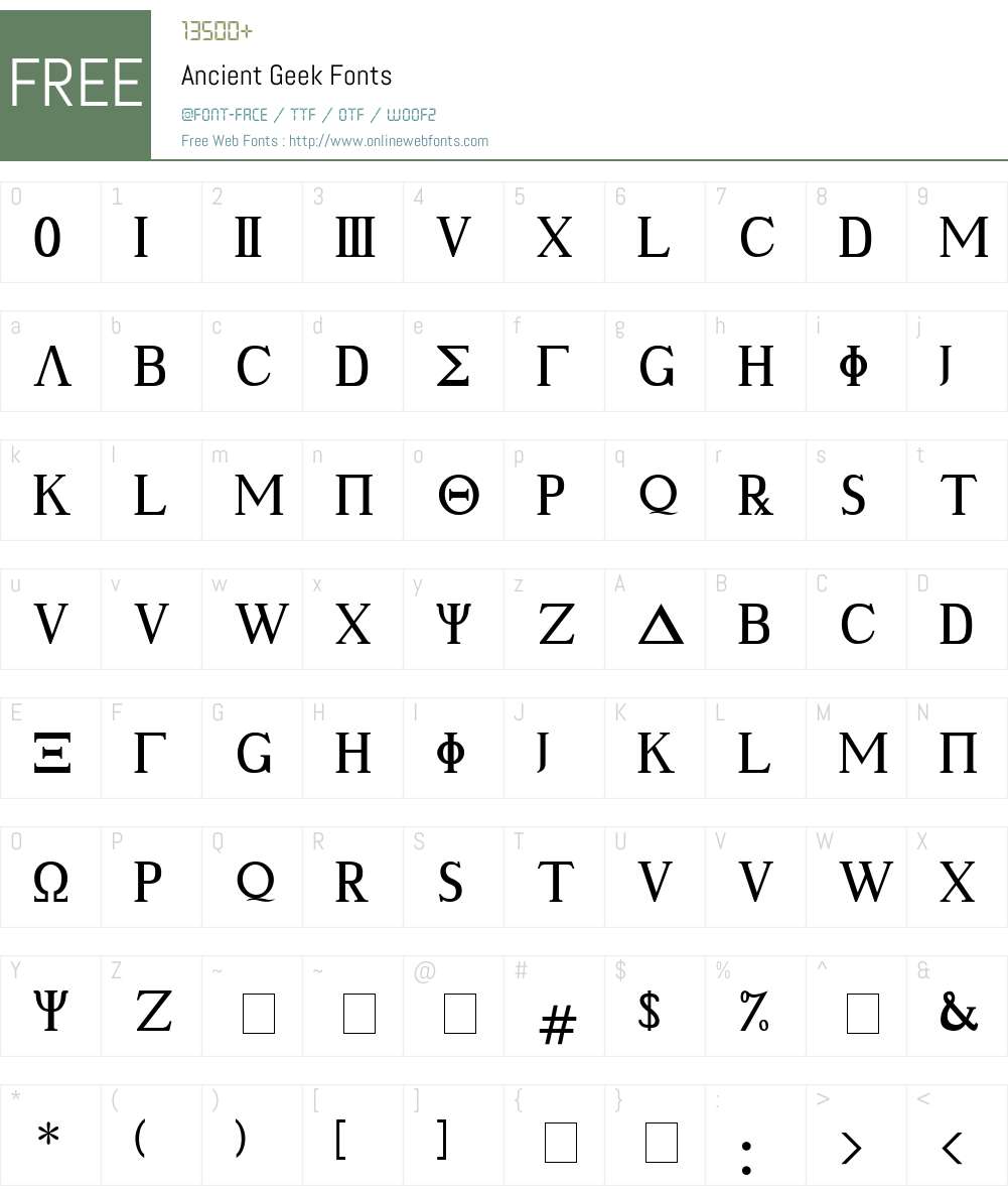 Ancient Geek Font Screenshots