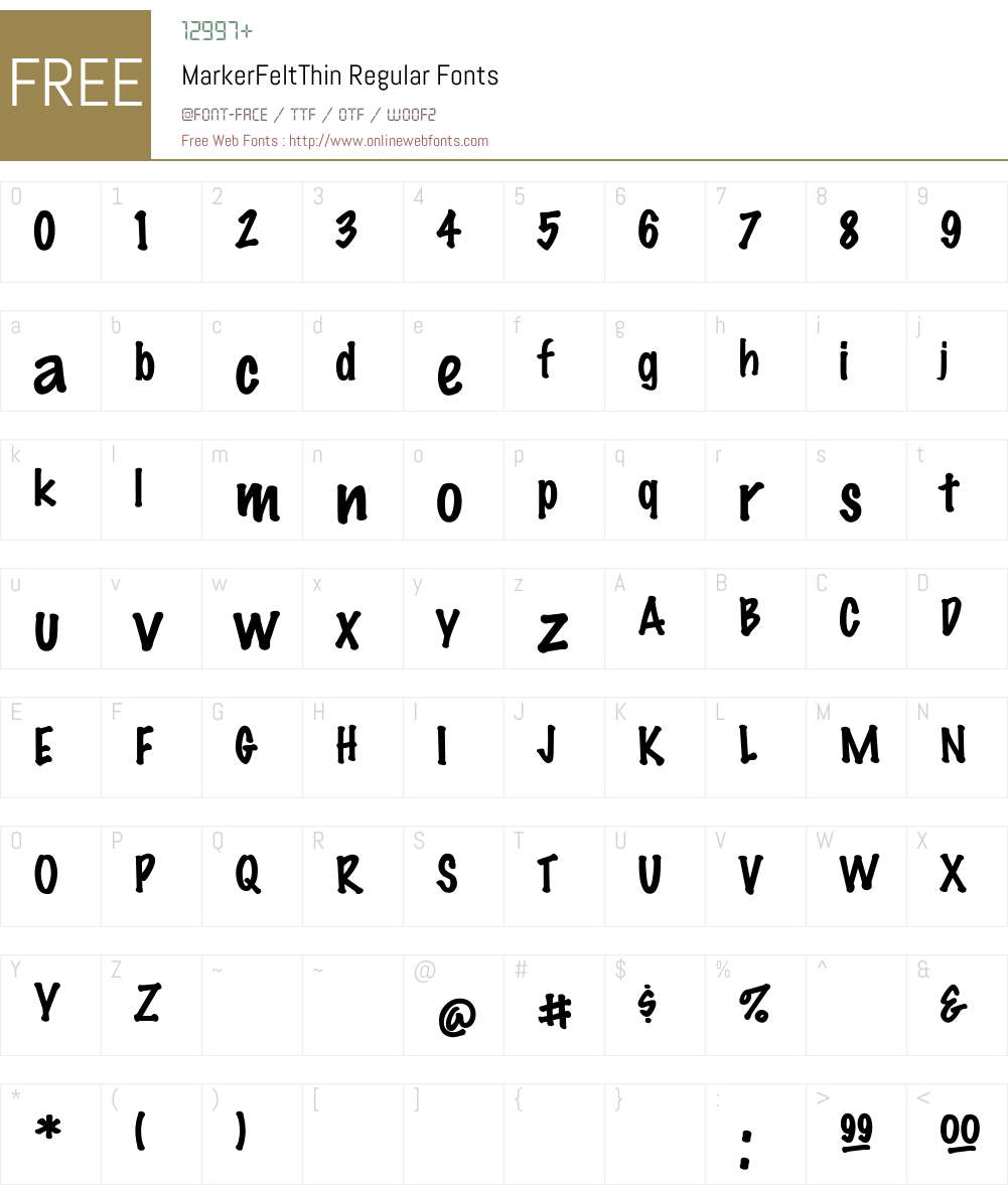MarkerFeltThin Font Screenshots