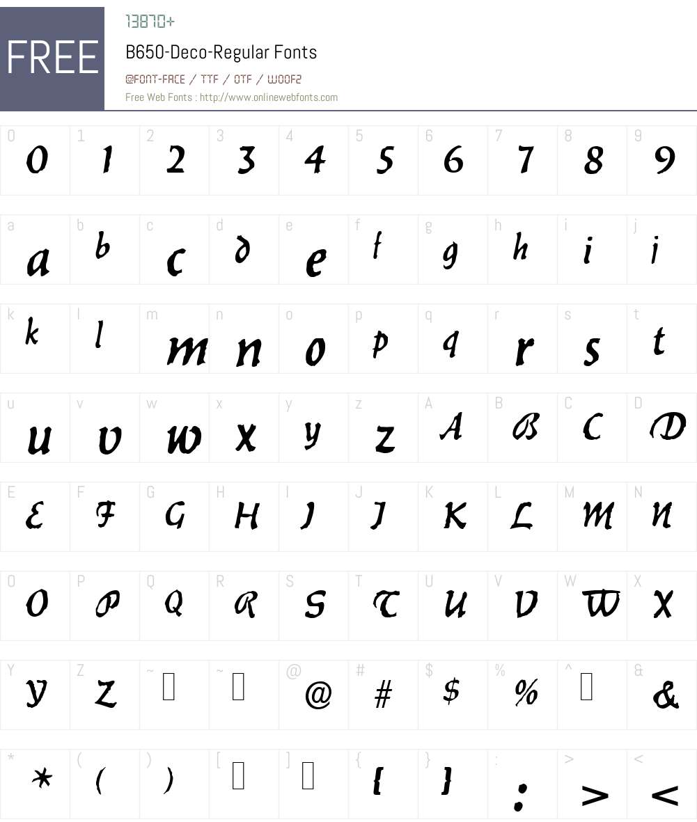 B650-Deco Font Screenshots