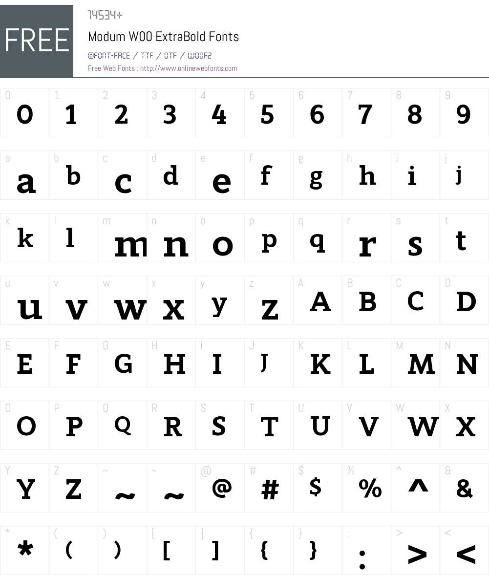 ModumW00-ExtraBold Font Screenshots