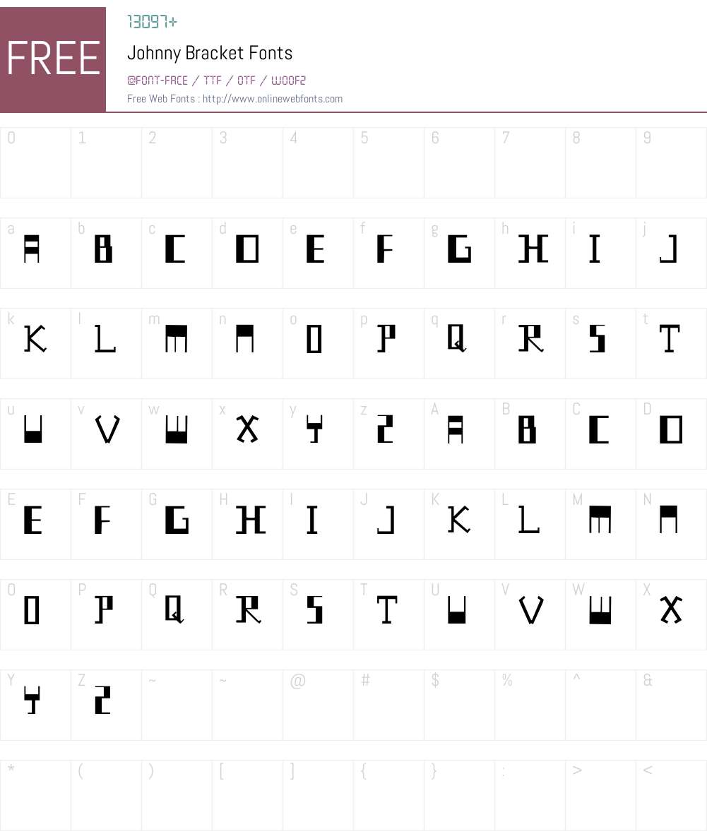 Johnny Bracket Font Screenshots