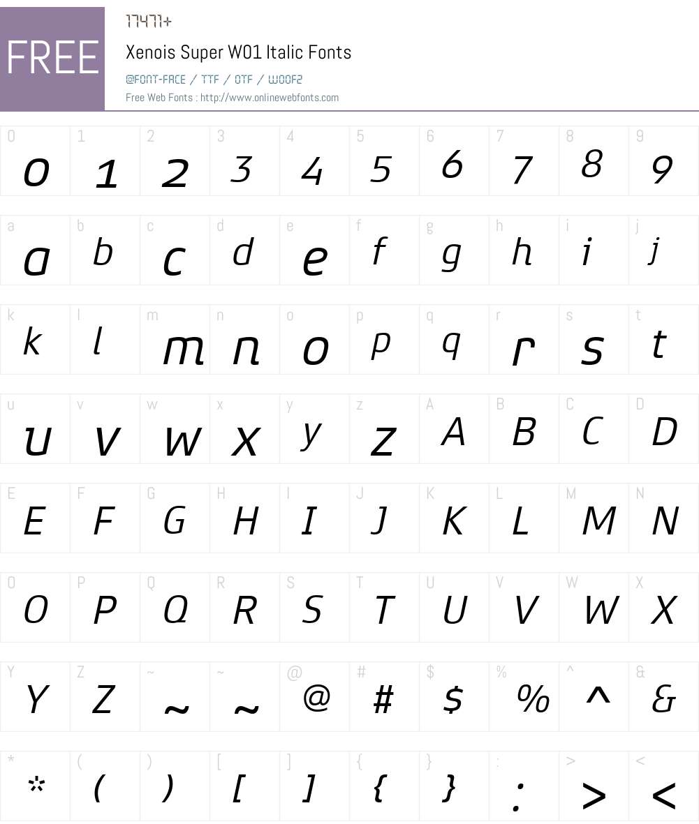 XenoisSuperW01-Italic Font Screenshots