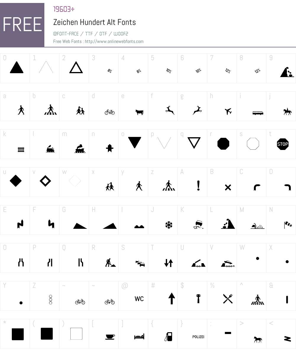 Zeichen Hundert Alt Font Screenshots
