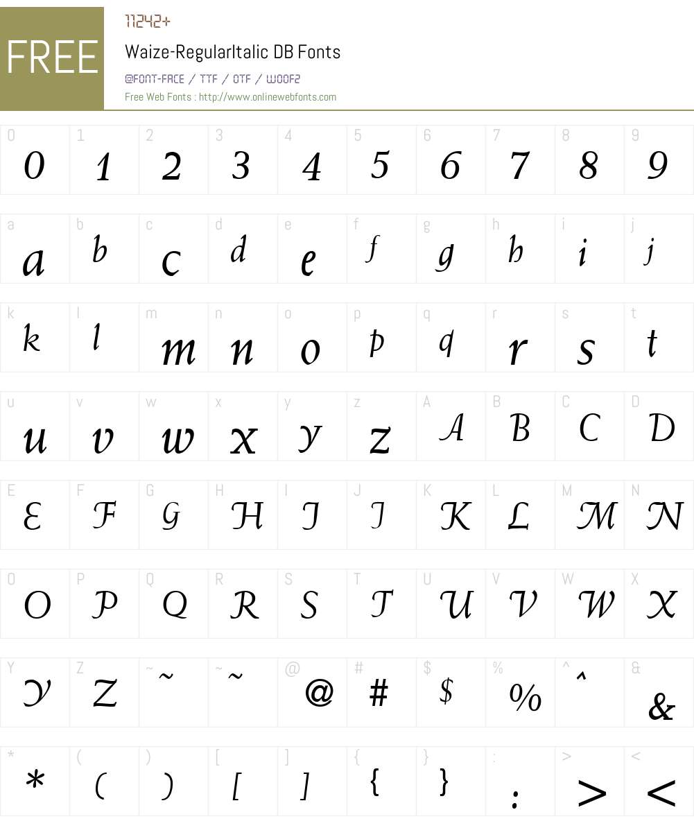 Waize DB Font Screenshots
