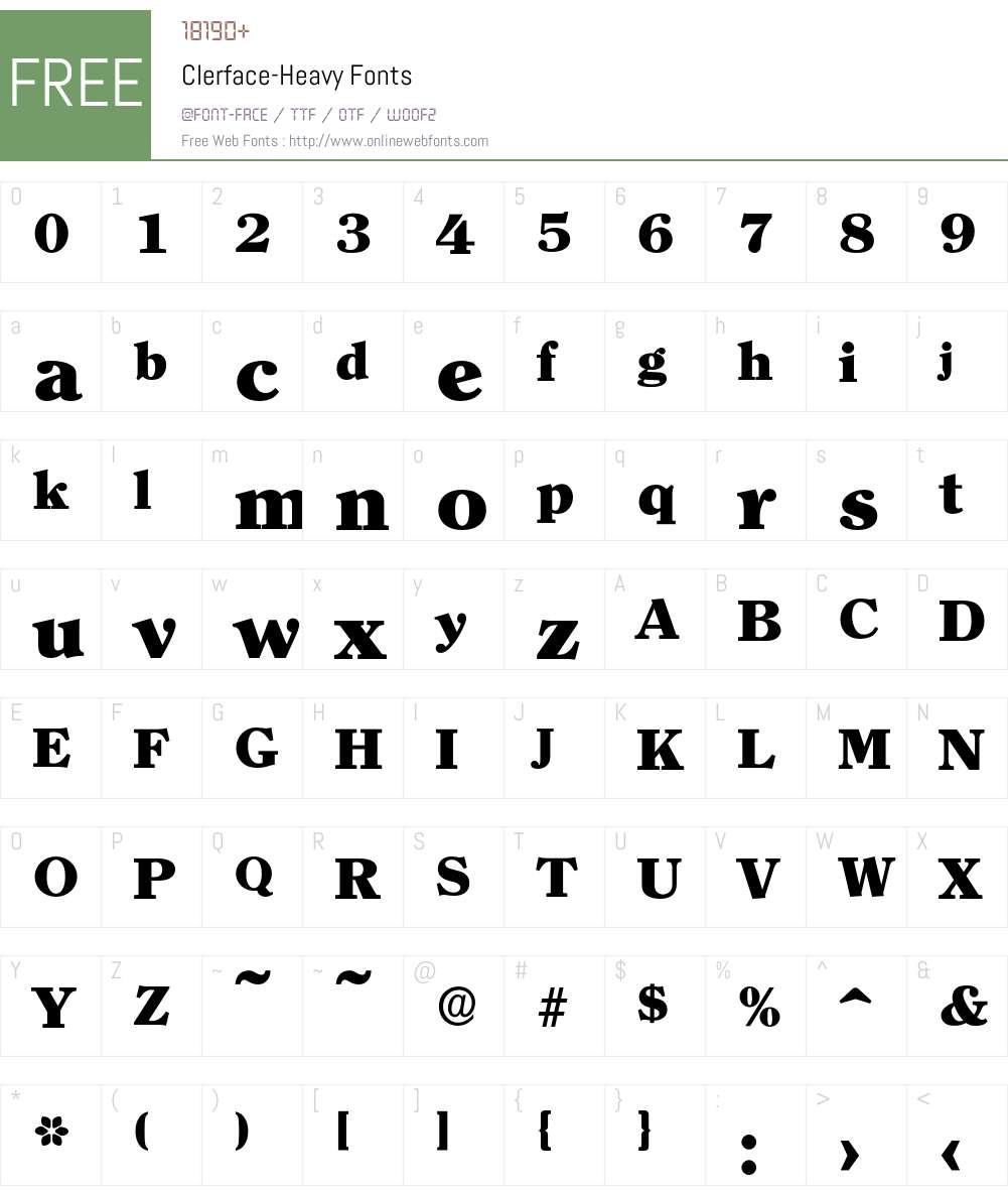 Clerface-Heavy Font Screenshots