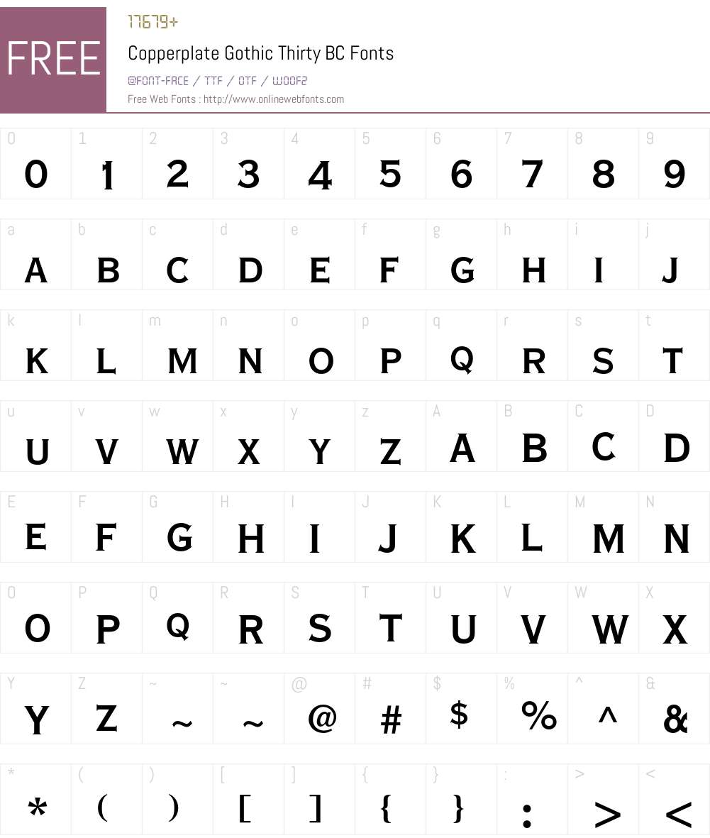 Copperplate Gothic Font Screenshots