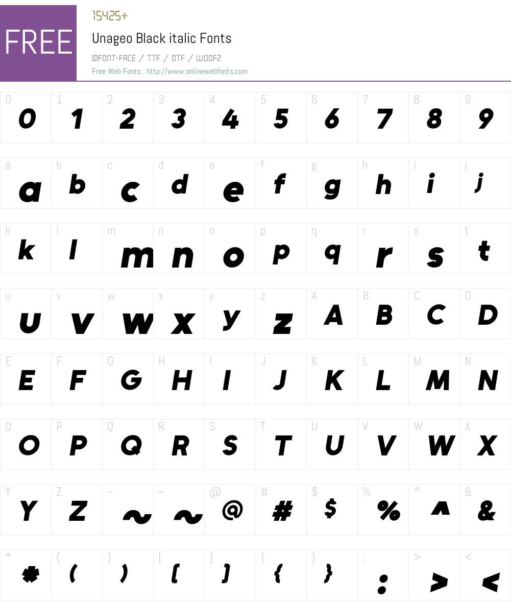 Unageo Black italic 2.100 Fonts Free Download - OnlineWebFonts.COM