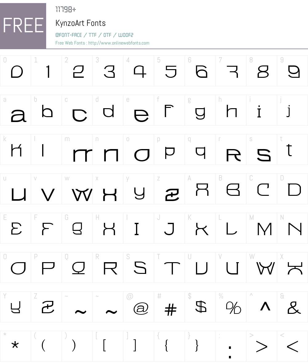 KynzoArtW01-Reg Font Screenshots
