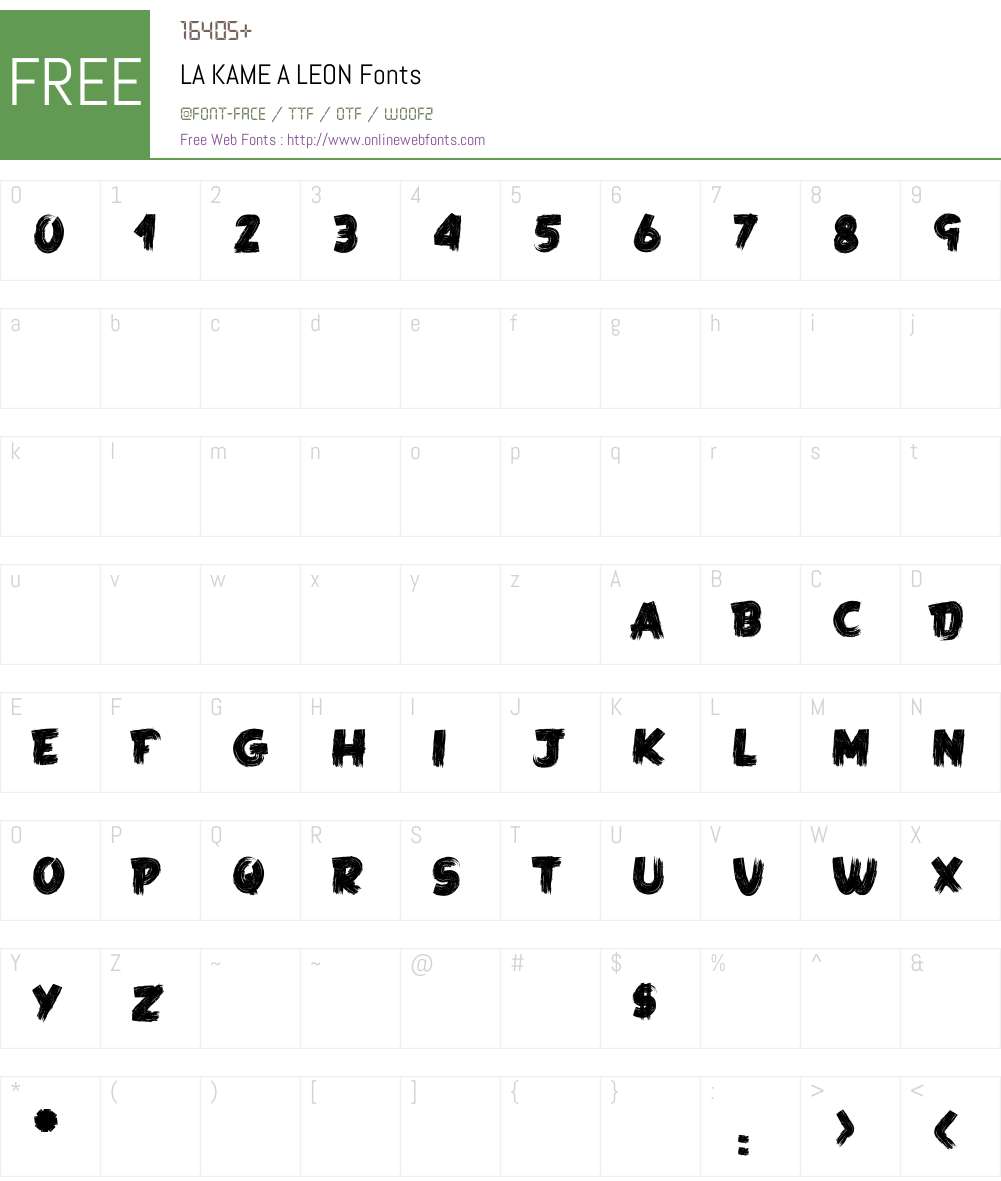 LA KAME A LEON Font Screenshots