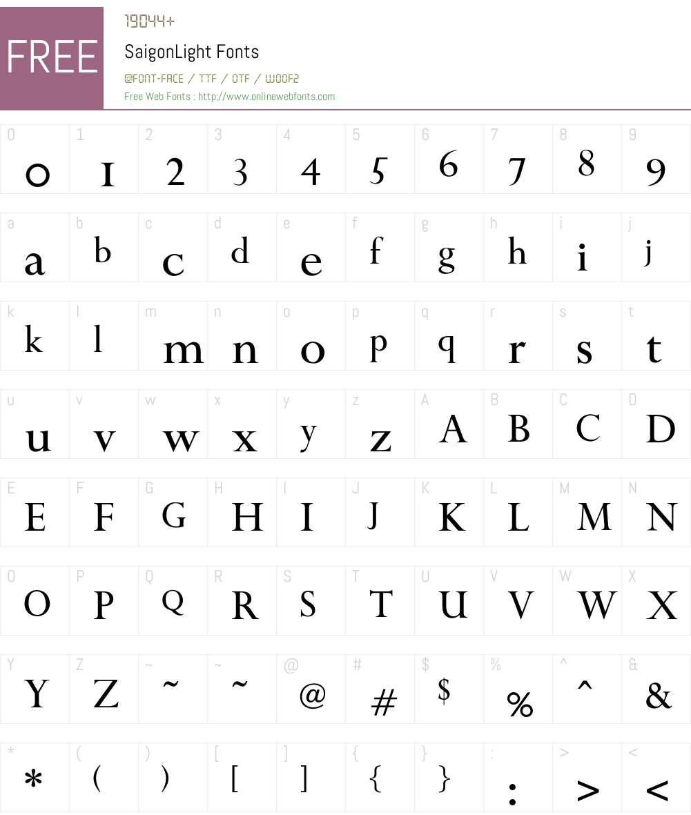 SaigonLight Font Screenshots