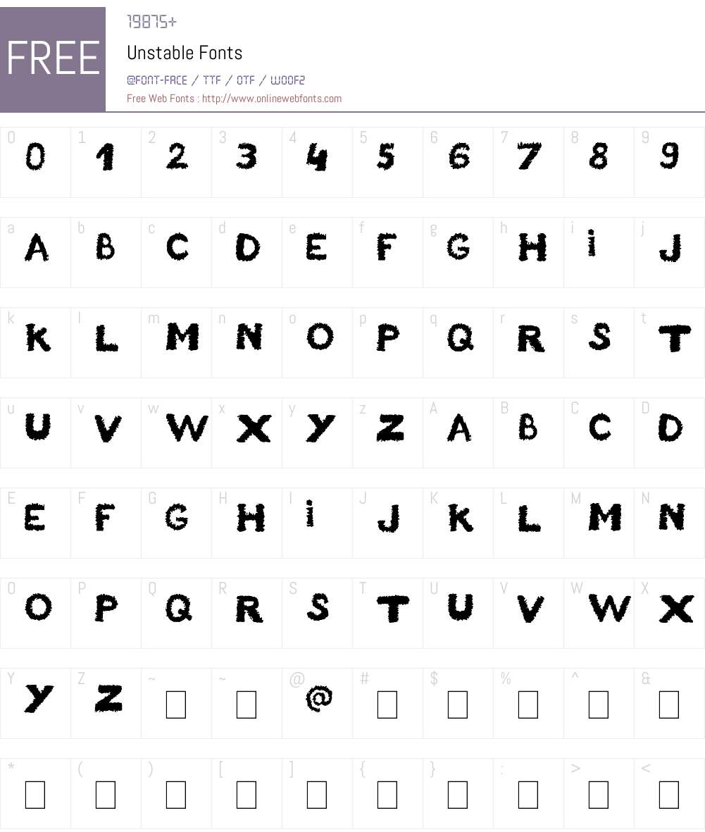 Unstable Font Screenshots
