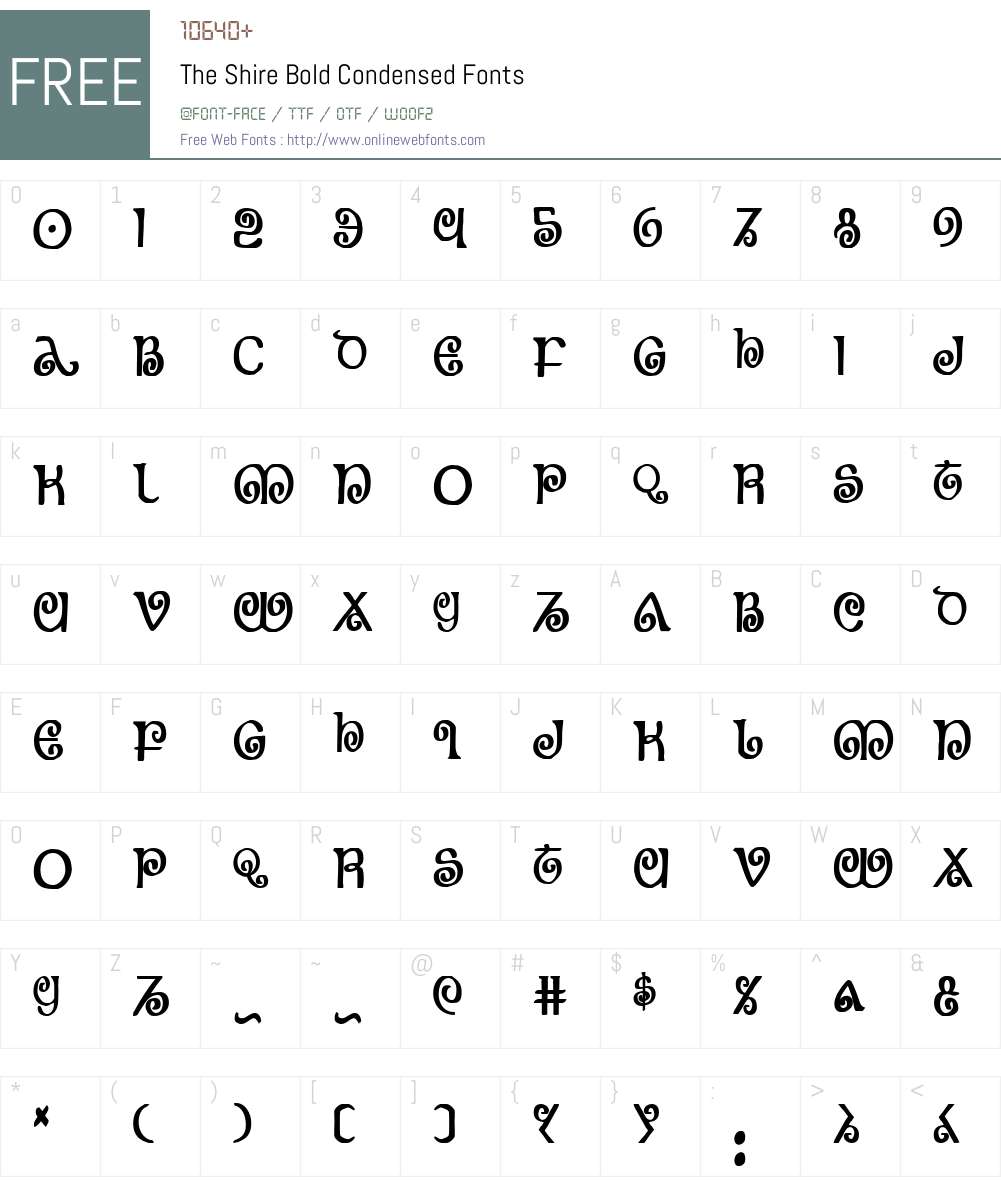 The Shire Bold Condensed Font Screenshots