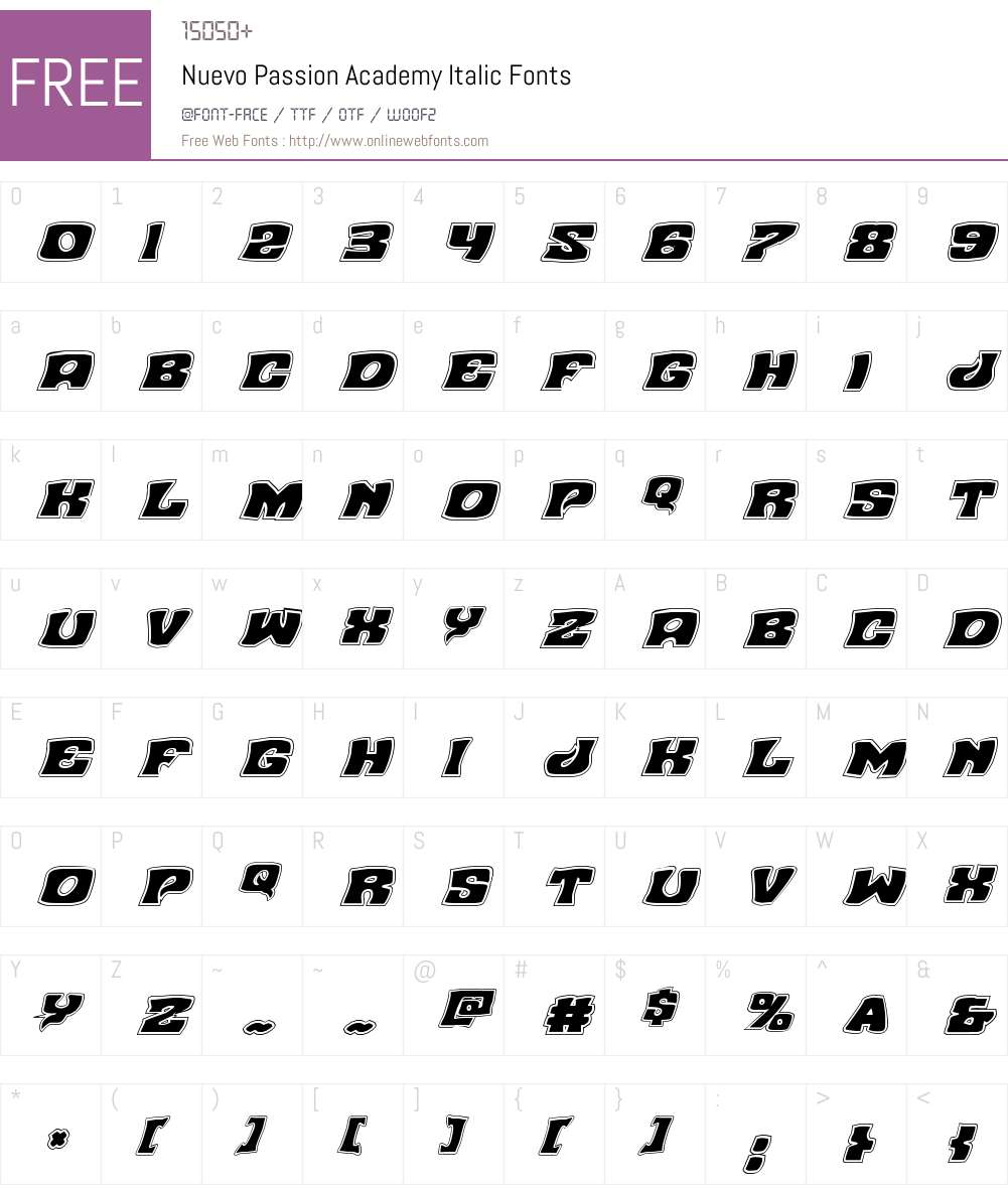 Nuevo Passion Academy Italic Font Screenshots