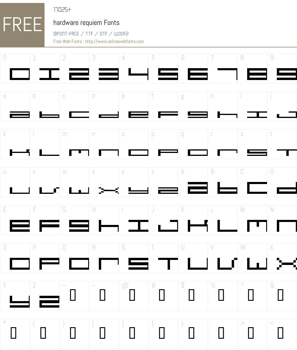 hardware requiem Font Screenshots
