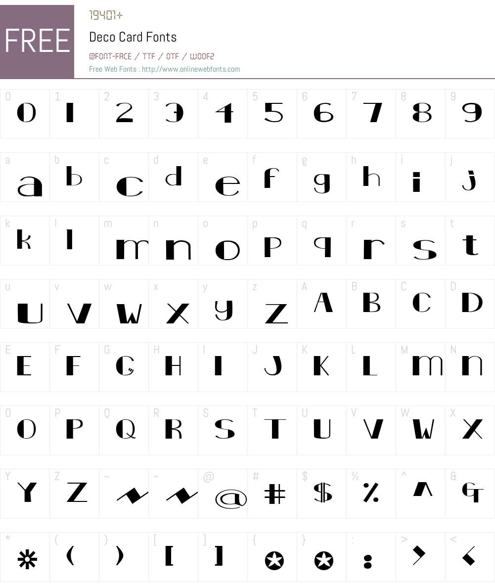 DecoCard Font Screenshots
