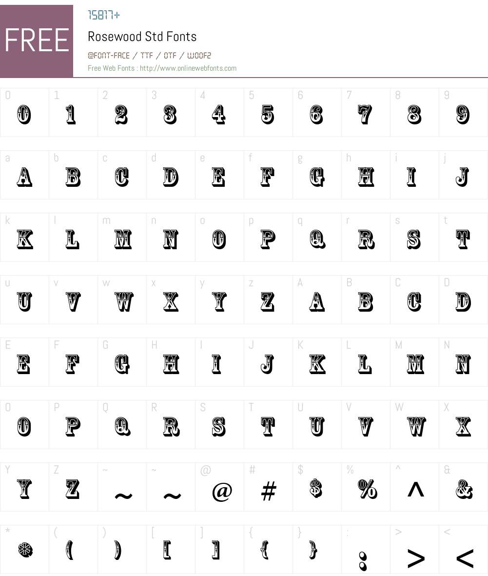 Rosewood Std Regular Font Screenshots