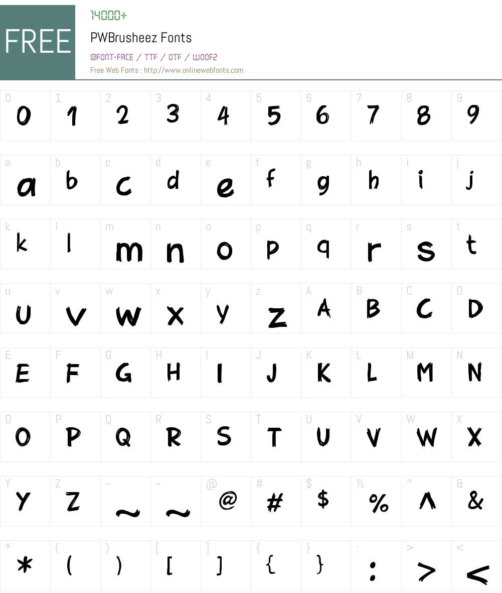 PWBrusheez Font Screenshots
