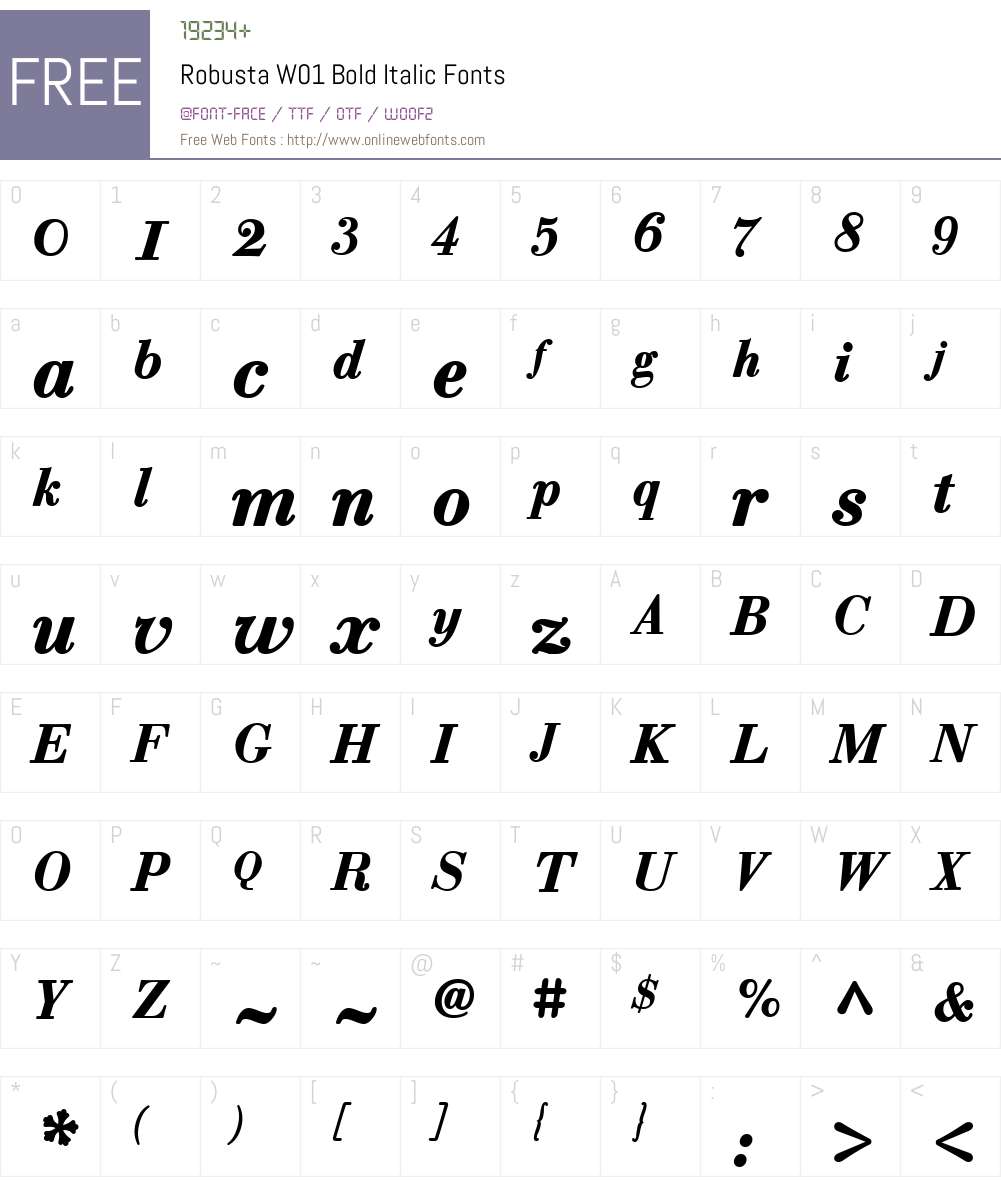 RobustaW01-BoldItalic Font Screenshots