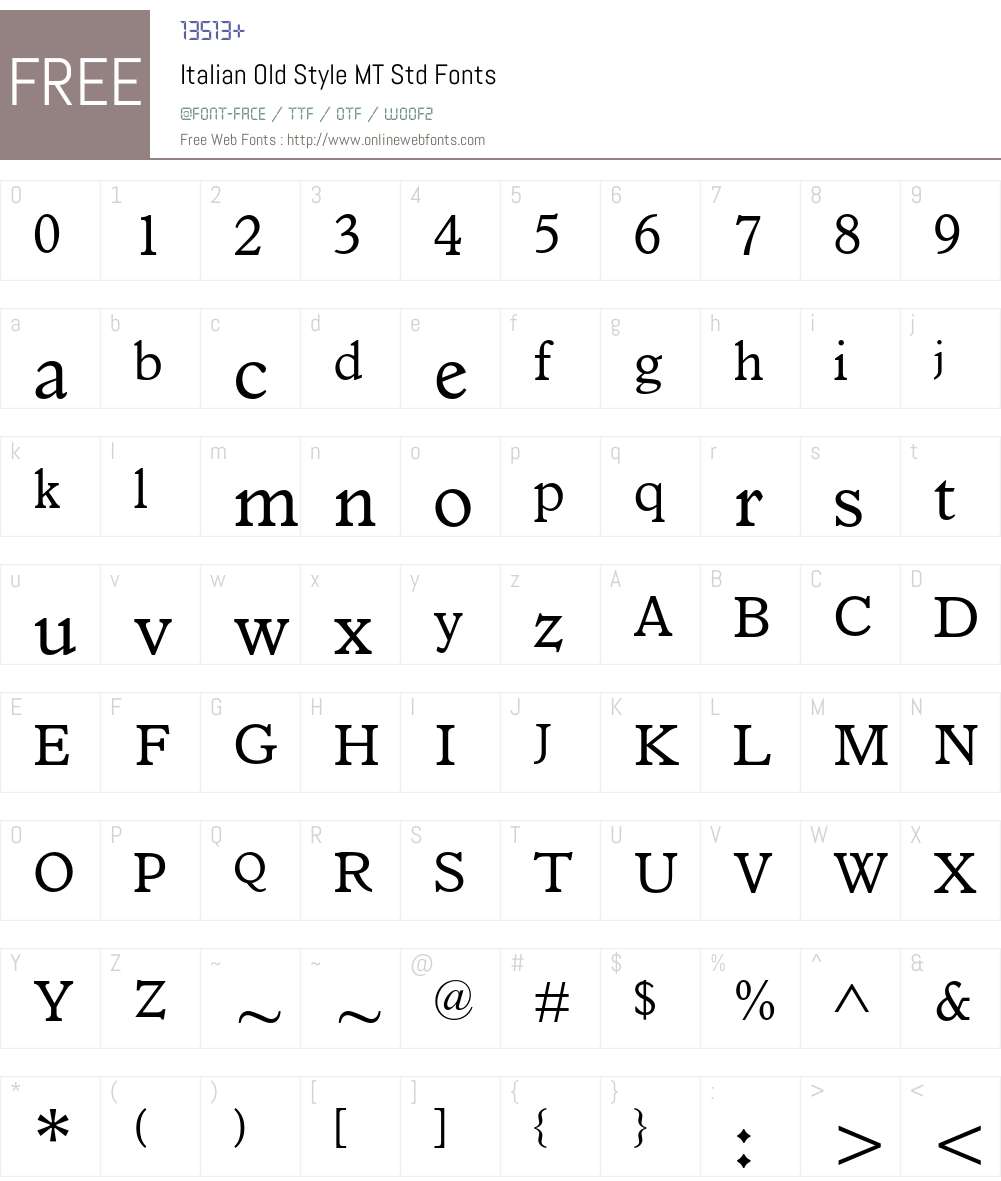 Italian Old Style MT Std Font Screenshots