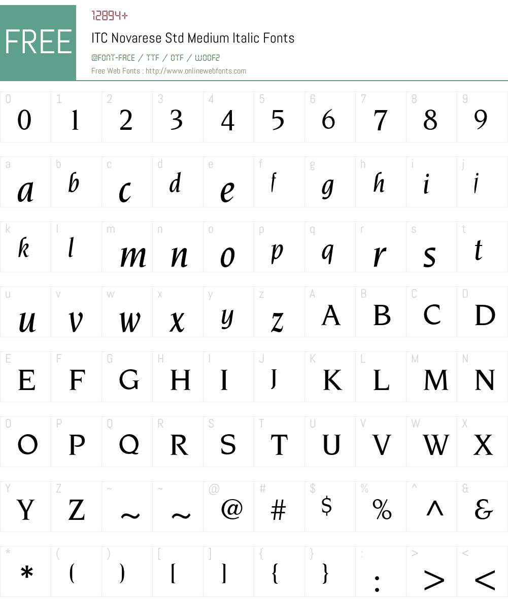 ITC Novarese Std Font Screenshots