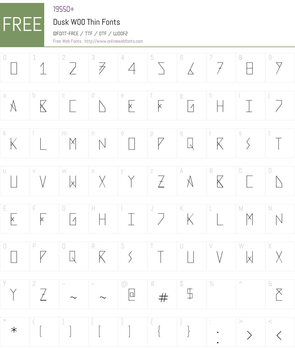 DuskW00-Thin Font Screenshots