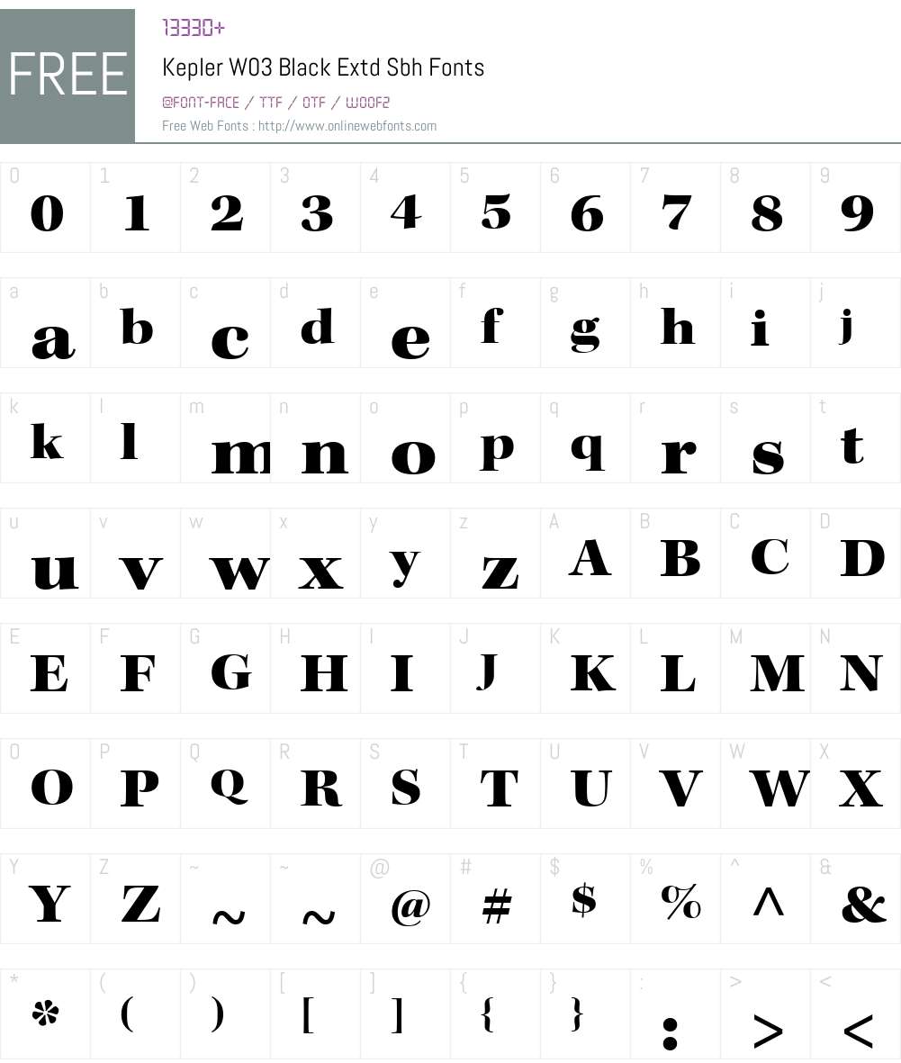 KeplerW03-BlackExtdSbh Font Screenshots