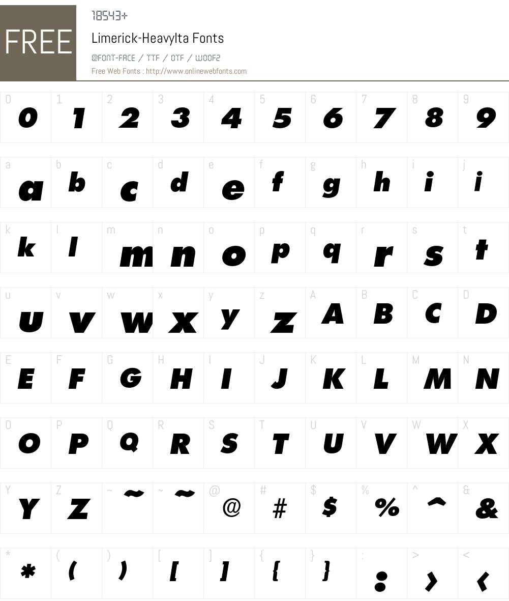 Limerick-HeavyIta Font Screenshots
