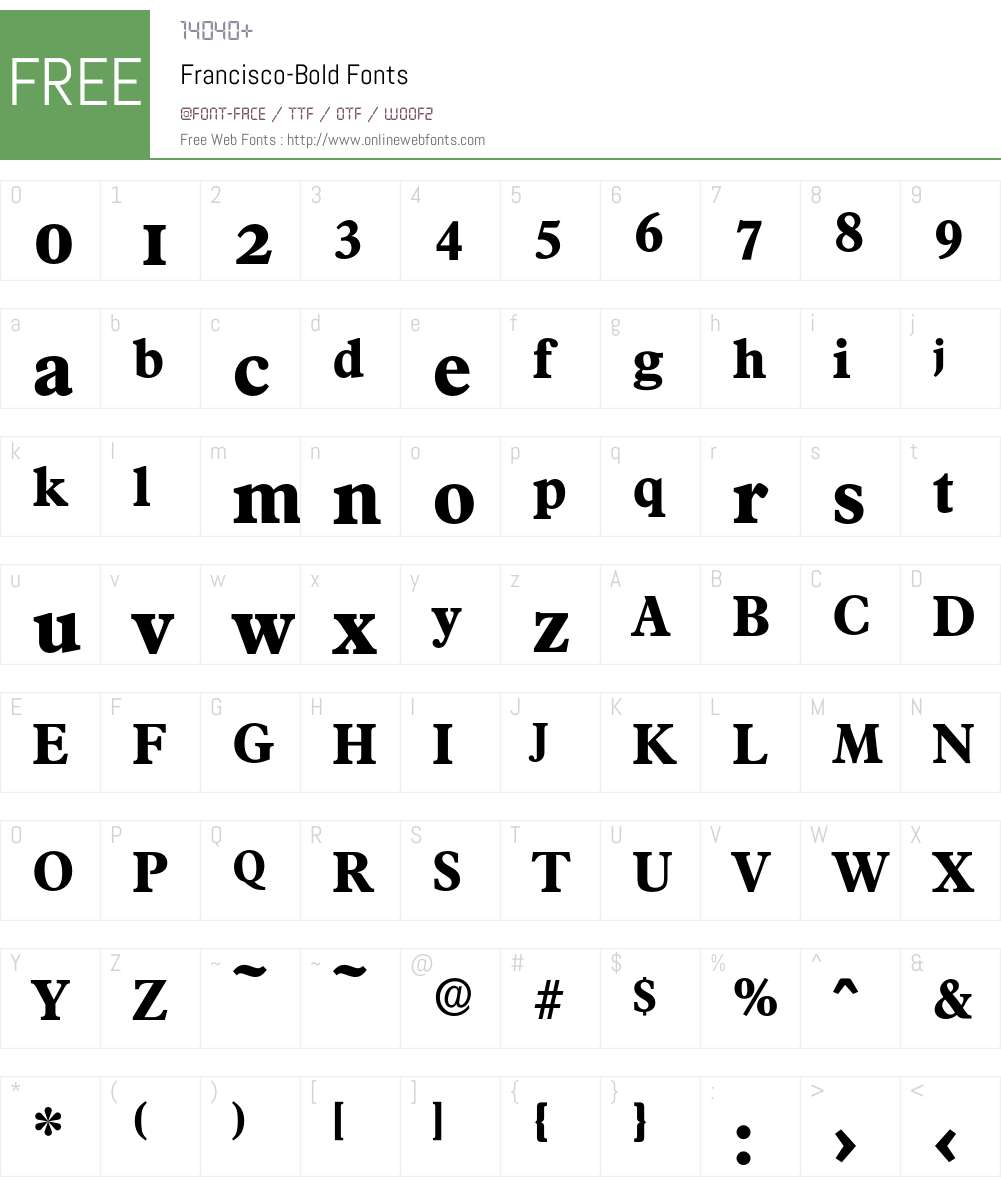 Francisco-Bold Font Screenshots