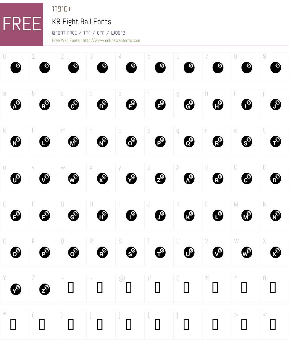 KR Eight Ball Font Screenshots