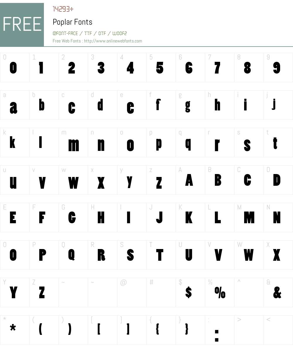 Poplar Font Screenshots