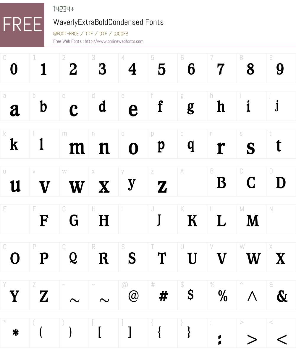 WaverlyExtraBoldCondensed Font Screenshots